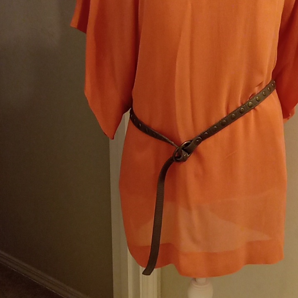 Eileen Fisher 💯 soft leather adjustable double loop drop waist belt.